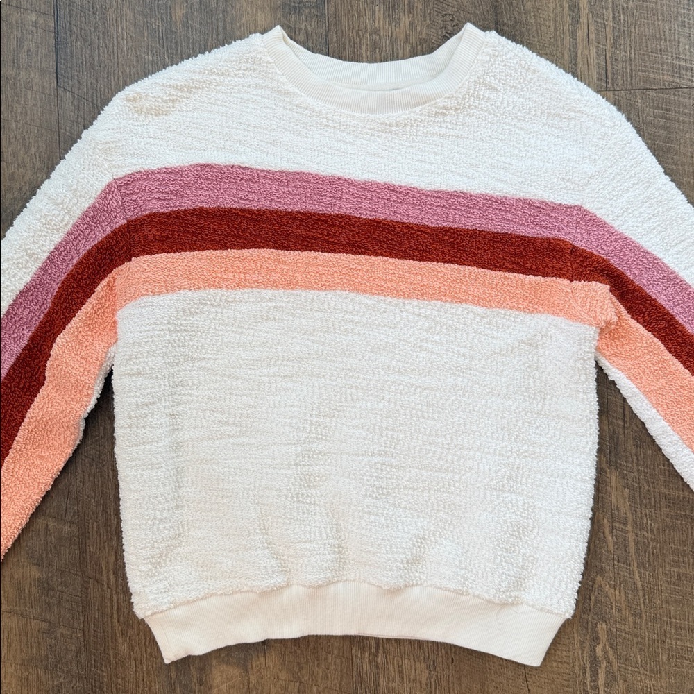 Faherty Women’s Vista Stripe French Terry Pullover Sweatshirt Size X-Small - Picture 3 of 10